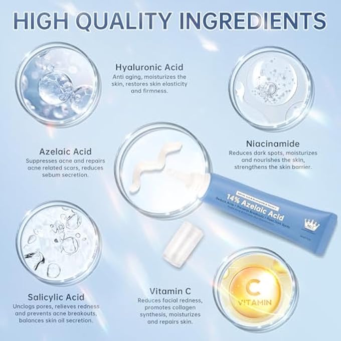 mopayzer AZELAIC ACID 14% ACNE CREAM FOR REDNESS RELIEF, DARK SPOTS, FACIAL SERUM WITH NIACINAMIDE & VITAMIN C PREVENT ACNE BREAKOUTS, AZELAIC ACID SERUM FOR BALANCE EXCESS SEBUM & SOOTHE IRRITATION, 1 OZ. - Image 3